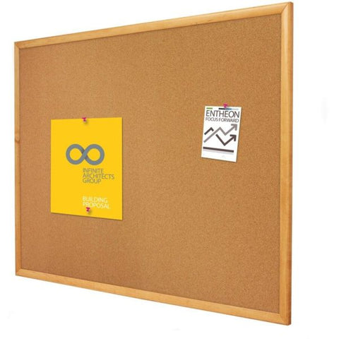 Quartet Classic Series Cork Bulletin Board, 36 x 24, Natural Surface, Oak Fiberboard Frame