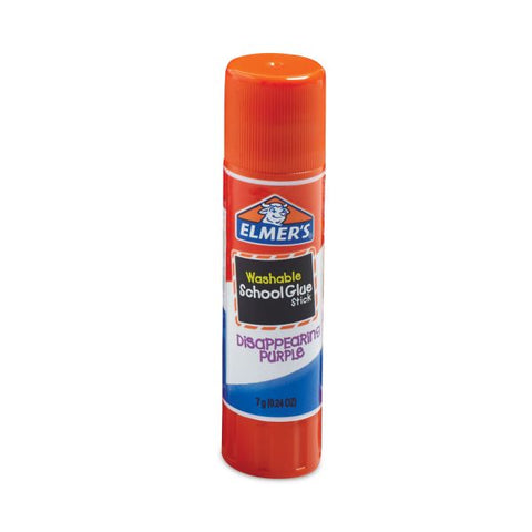 Elmer's Washable School Glue Sticks, 0.24 oz, Applies Purple, Dries Clear, 30/Box