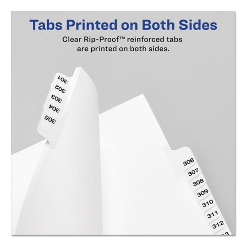 Avery Preprinted Legal Exhibit Side Tab Index Dividers, Avery Style, 10-Tab, 9, 11 x 8.5, White, 25/Pack