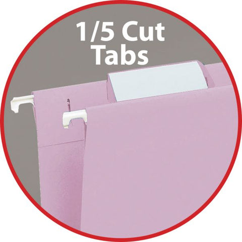 Smead Colored Hanging File Folders with 1/5 Cut Tabs, Letter Size, 1/5-Cut Tabs, Lavender, 25/Box