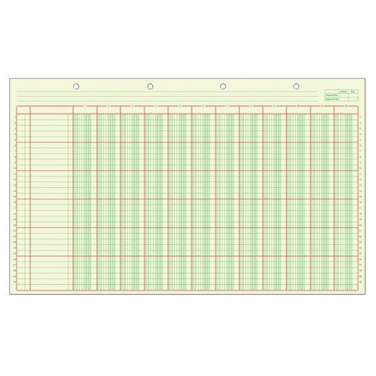 Adams Analysis Pad, 14" x 8 1/2", 50 Pages (50 Sheets), 12 Columns, Green