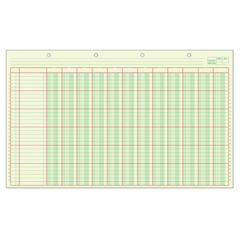 Adams Analysis Pad, 14" x 8 1/2", 50 Pages (50 Sheets), 12 Columns, Green