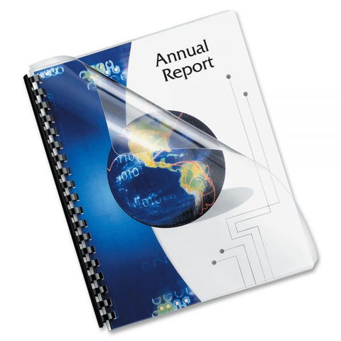 Fellowes Crystals Transparent Presentation Covers for Binding Systems, Clear, with Round Corners, 11.25 x 8.75, Unpunched, 100/Pack