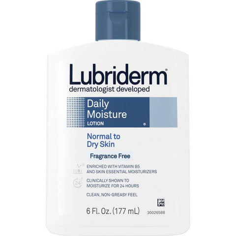 Lubriderm Daily Moisture Skin Lotion Lotion - 6 fl oz - Non-fragrance - Flip Top Dispenser - For Dry Skin - Applicable on Hand and Body - Fragrance-free, Moisturising, Non-greasy - 1 Each