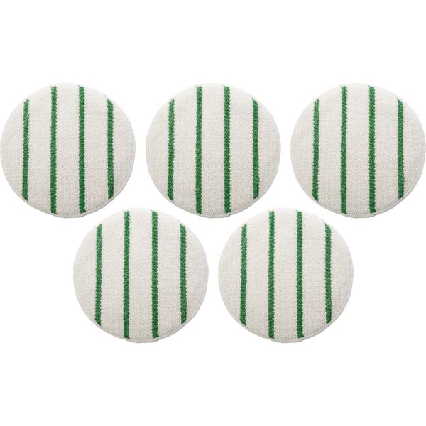 Rubbermaid Commercial Green Stripe Carpet Bonnet 5/Carton x 19" Diameter - 175 rpm to 300 rpm Speed Supported - White, Green