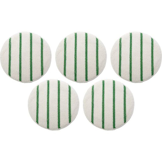 Rubbermaid Commercial Green Stripe Carpet Bonnet 5/Carton x 19" Diameter - 175 rpm to 300 rpm Speed Supported - White, Green