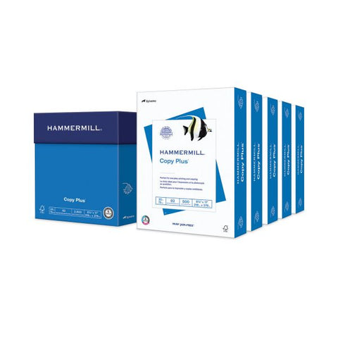 Hammermill Copy Plus Print Paper, 92 Bright, 20 lb Bond Weight, 8.5 x 11, White, 500 Sheets/Ream, 5 Reams/Carton 92 Brightness - Letter - 8 1/2" x 11" - 20 lb Basis Weight - 75 g/m&#178; Grammage - 5 / Carton - Acid-free, ColorLok Technology, Jam-free