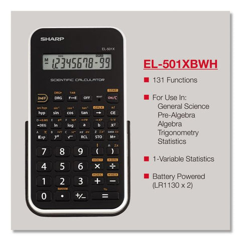 Sharp EL-501XBWH Scientific Calculator, 10-Digit LCD