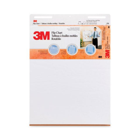 3M Professional Flip Chart, Unruled, 25 x 30, White, 40 Sheets, 2/Carton