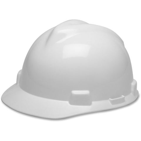 MSA V-Gard Hard Hats, Ratchet Suspension, Size 6.5 to 8, White