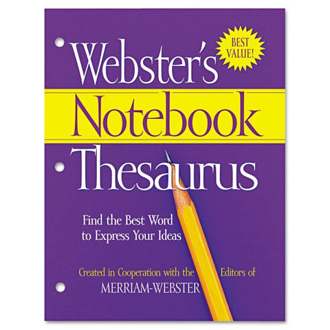 Merriam Webster Notebook Thesaurus, Three-Hole Punched, Paperback, 80 Pages