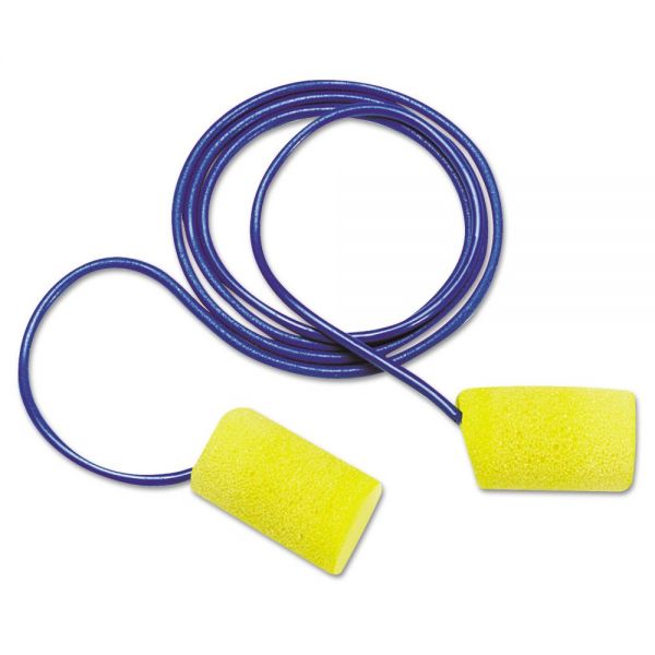 3M E-A-R Classic Foam Earplugs, Metal Detectable, Corded, Poly Bag, 200 Pairs