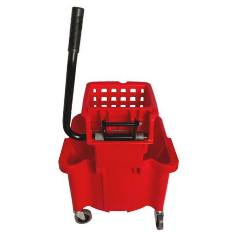 Genuine Joe Mop Bucket with Wringer Combo 6.5 Gallon Capacity - Plastic - Red