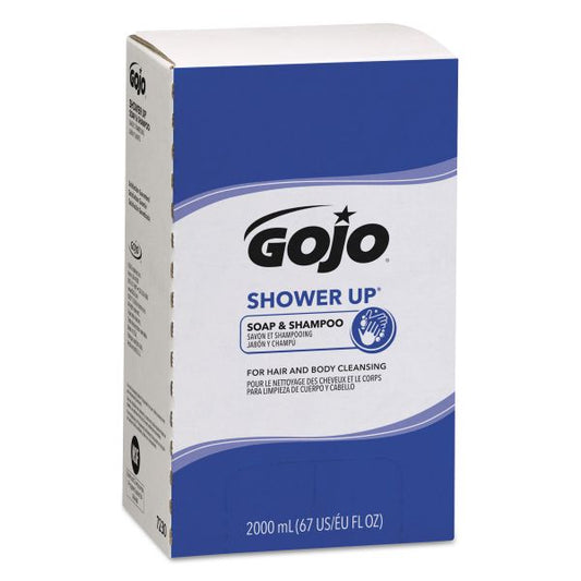 GOJO SHOWER UP Soap and Shampoo, Pleasant Scent, 2,000 mL Refill, 4/Carton