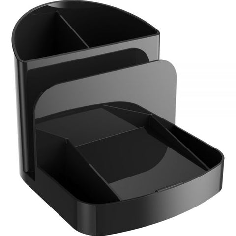 Deflect-o Desktop Organizer 5.4" x 6.8" x 5" - 6 Compartments - Plastic - Black