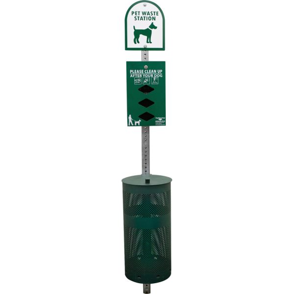 Tatco Dog Waste Station Trash Can Powder Coated Aluminum - Green - 1 Each