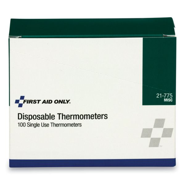 First Aid Only Disposable Forehead Thermometer, Dot-Matrix Phase Change,100/Box