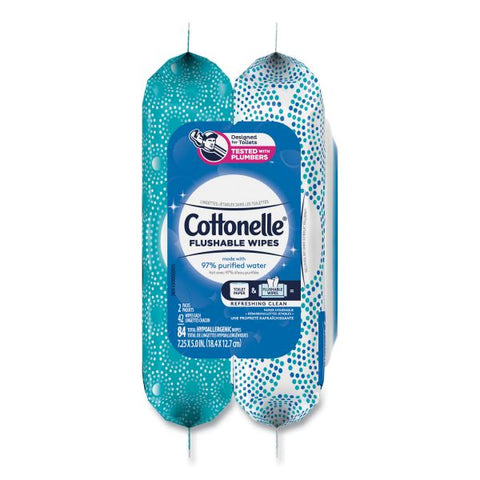 Cottonelle Fresh Care Flushable Cleansing Cloths, 3.73 x 5.5, White, 84/Pack