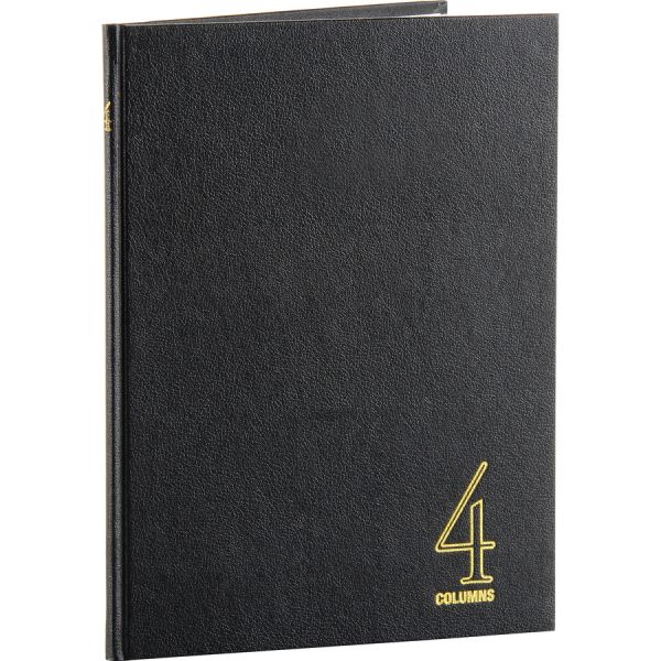 Wilson Jones 4-Column Columnar Book 7" x 9 1/4" - 4 Columns - 80 Sheets/ Book - Sewn Binding - Black Cover - 1 Each