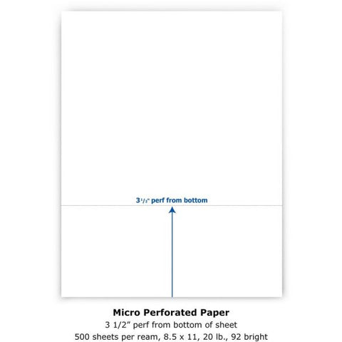 Laser3 Micro Perf (3-1/2") Copy/Laser Paper Letter - 8 1/2" x 11" - 20 lb Paper Weight - White - 500 Sheets/ Ream - 1 Ream