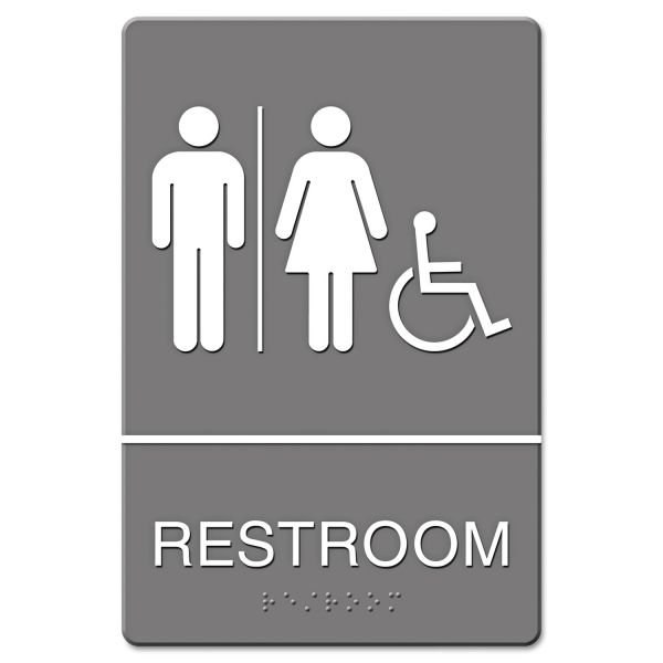 Headline Sign ADA Sign, Restroom/Wheelchair Accessible Tactile Symbol, Molded Plastic, 6 x 9