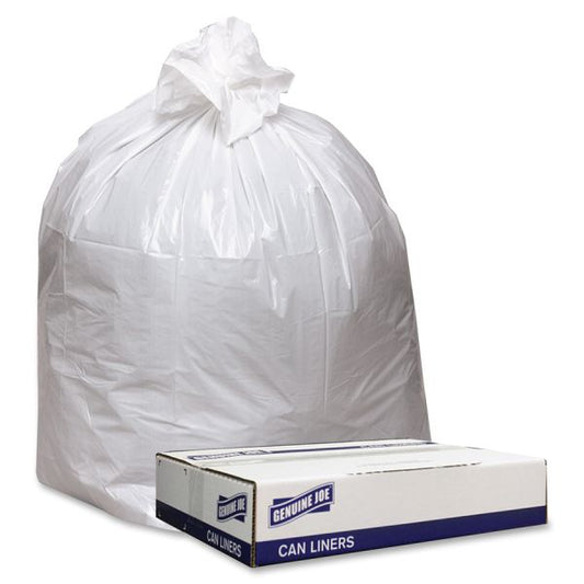 Genuine Joe Extra Heavy-Duty Trash Bags, White, Low-Density, 0.9 mil, 31-33 Gallon, 100/Carton White Garbage Bag - Low-Density - 0.9 mil Thickness - 31-33 Gallon Capacity - 100/ Carton