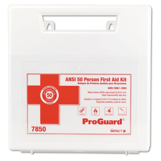 ProGuard 50-Person First Aid Kit 50 x Individual(s) - 11.4" Height x 3.1" Width11.3" Length - Plastic Case - 1 Each