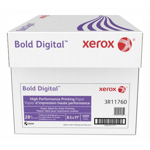 Xerox Bold Digital Printing Paper, Letter Size (8 1/2" x 11"), 100 (U.S.) Brightness, 28 Lb, FSC Certified, Ream Of 500 sheets, Case of 8 reams