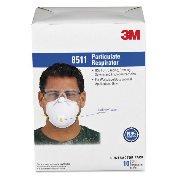 3M Particulate Respirator w/Cool Flow Exhalation Valve, Standard Size, 10/Box