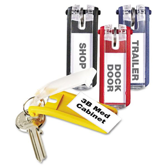 Durable Key Tags for Locking Key Cabinets, Plastic, 1.13 x 2.75, Assorted, 24/Pack