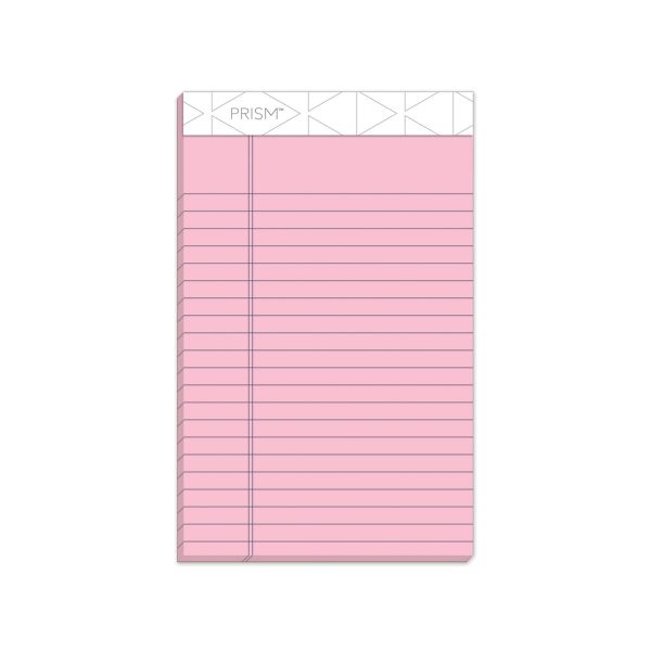 TOPS Prism + Colored Writing Pads, Narrow Rule, 50 Pastel Pink 5 x 8 Sheets, 12/Pack