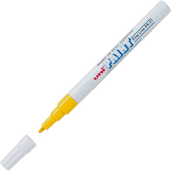 uniball Uni-Paint PX-21 Oil-Based Fine Point Marker Fine Marker Point - Yellow Oil Based Ink - 1 Dozen