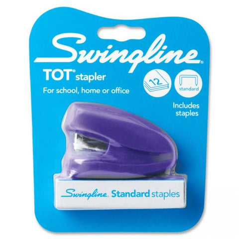 Swingline Tot Mini Stapler 12 Sheets Capacity - 1/2" Staple Size - Blue, Teal, Burgundy, Green