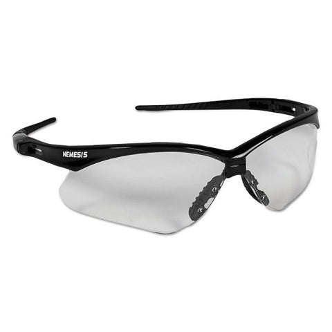 KleenGuard Nemesis Safety Glasses, Black Frame, Clear Lens