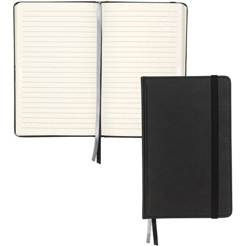 Samsill Classic Journal - 5.25 Inch x 8.25 Inch - Black 120 Sheets - 240 Pages - Front Ruling Surface - Ruled - 8.3" x 5.3" - Black Cover - PU Leather Cover - Hard Cover, Bookmark, Acid-free, Elastic Band Closure, Ribbon Marker