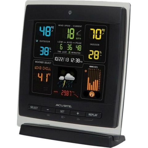 AcuRite Pro Color (Dark Theme) Weather Station with Wind Speed LCD - Weather Station330 ft - Desktop, Wall Mountable