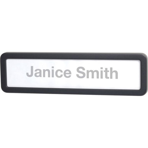 Lorell Recycled Plastic Cubicle Nameplate 1 Each - 0.9" Width x 2.7" Height - Plastic - Black