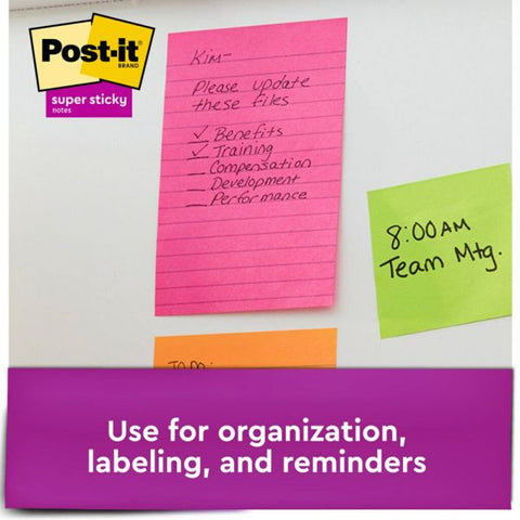 Post-it Super Sticky Notes, 4" x 6", Supernova Neons Collection, Lined, Pack Of 5 Pads