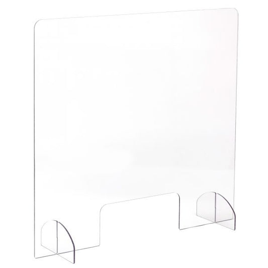 Portable Freestanding All-Acrylic Sneeze Guard with Document Pass-Through 30" Width x 8" Depth x 28" Height - 1 Each - Clear, Transparent - Acrylic