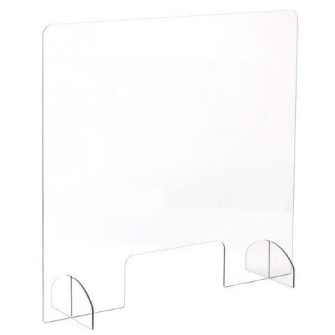 Portable Freestanding All-Acrylic Sneeze Guard with Document Pass-Through 30" Width x 8" Depth x 28" Height - 1 Each - Clear, Transparent - Acrylic