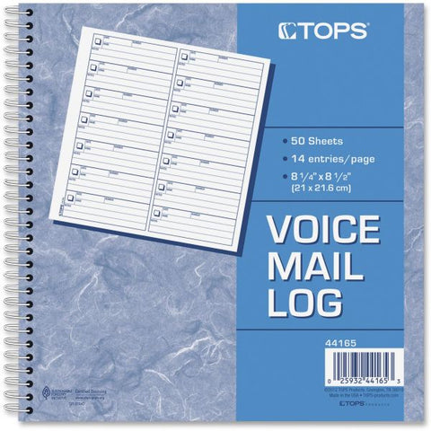 TOPS Voice Mail Message Book, One-Part (No Copies), 4 x 1.14, 14 Forms/Sheet, 1,400 Forms Total