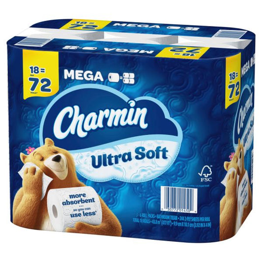 Charmin Ultra Soft 2-Ply Bathroom Tissue, 244 Sheets Per Roll, Pack Of 18 Rolls