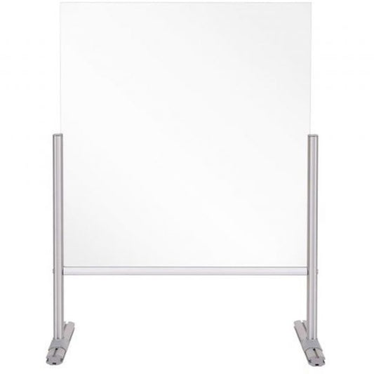 Bi-silque Glass Countertop Barrier w/ Passthrough 23.6" Width x 16.7" Depth x 33.5" Height - 1 Each - Aluminum - Glass, Aluminum