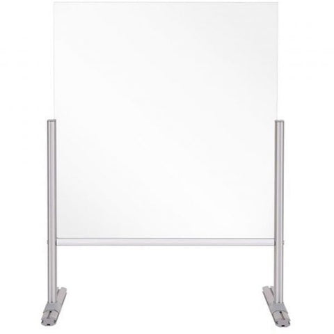 Bi-silque Glass Countertop Barrier w/ Passthrough 23.6" Width x 16.7" Depth x 33.5" Height - 1 Each - Aluminum - Glass, Aluminum