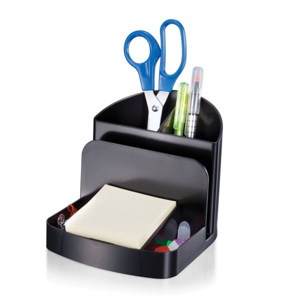 3-Compartment Deluxe Desk Organizer, 30% Recycled, Black