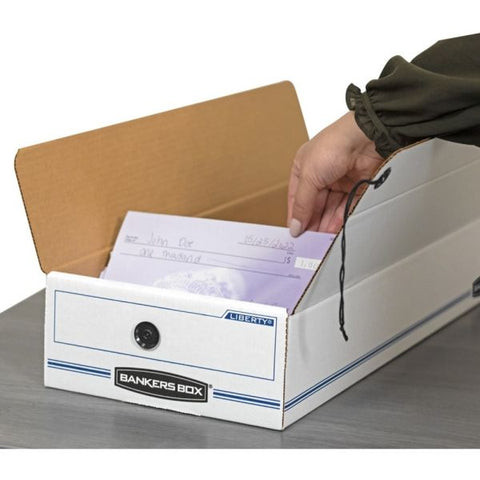 Bankers Box LIBERTY Check and Form Boxes, 9" x 24" x 6.38", White/Blue, 12/Carton