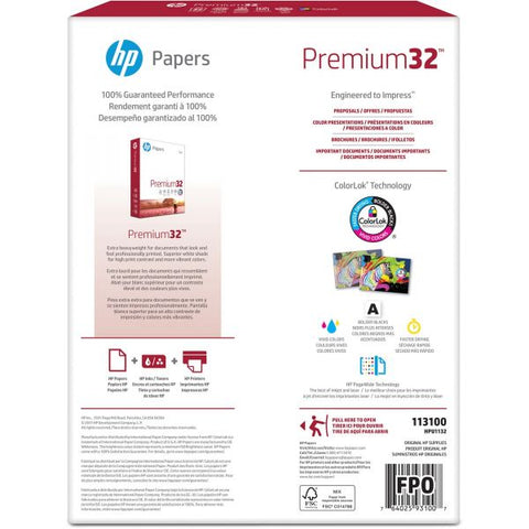 HP Premium Choice LaserJet Paper, 98 Brightness, 32 lb, 8 1/2 x 11, White, 500 Sheets/Ream