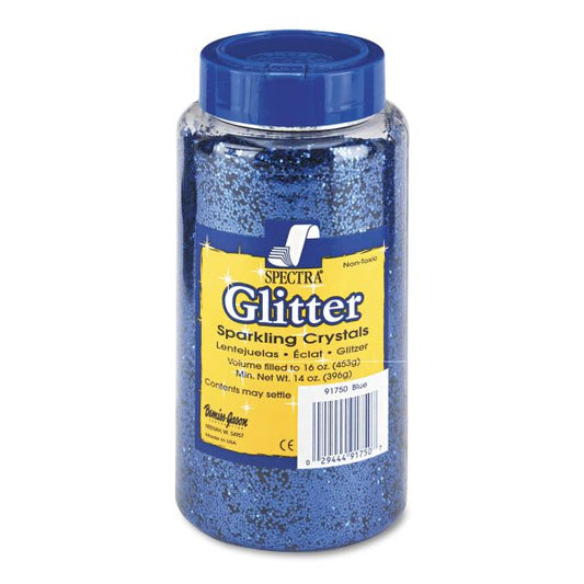 Pacon Spectra Glitter, 0.04 Hexagon Crystals, Blue, 16 oz Shaker-Top Jar