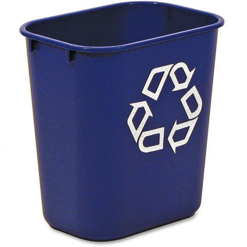 Rubbermaid Commercial Deskside Recycling Container, Small, 13.63 qt, Plastic, Blue