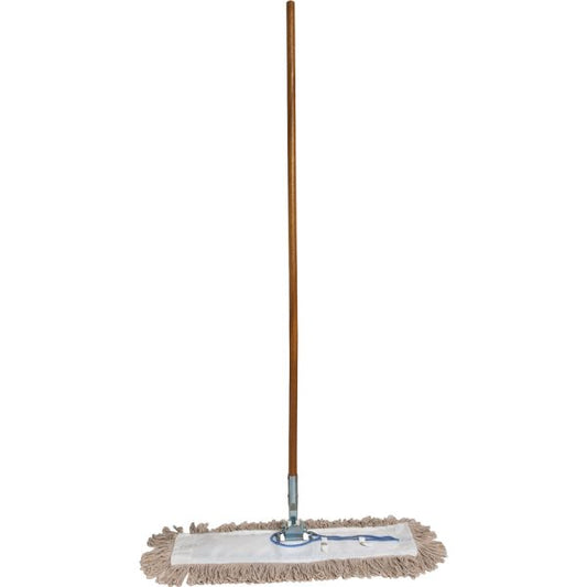 Genuine Joe Dust Mop Complete Combo 24" Head Width - 60" Handle Length - Cotton, Wood